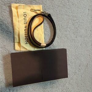 Louis Vuitton Dark Brown Leather Strap with Gold Hardware